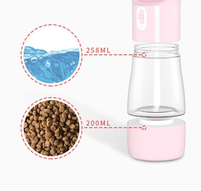 Portable Dog & Cat Water Bottle with Food Container