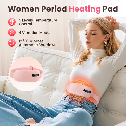 Wireless Heat Therapy Massage Belt for Women - Menstrual Pain Relief &amp; Abdominal Massage Device