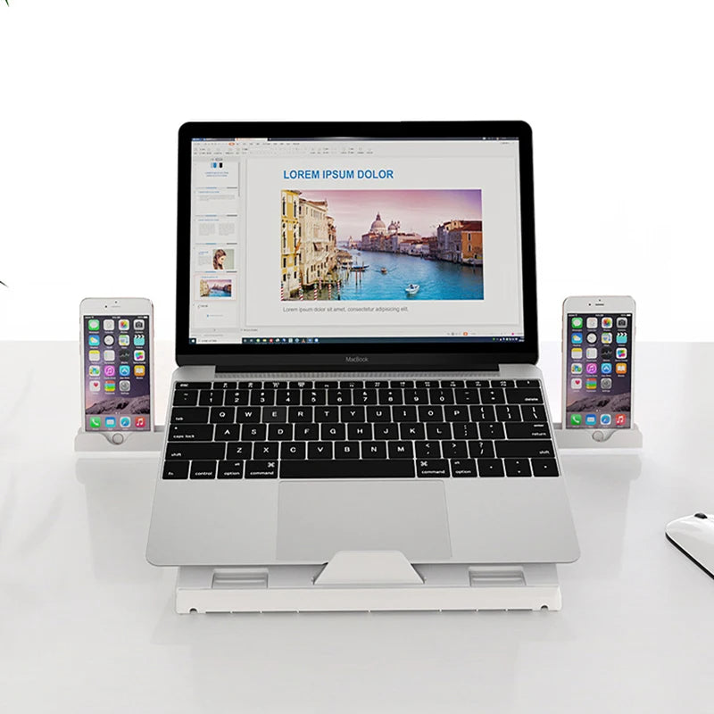Adjustable Aluminum Laptop Stand with Phone Holder