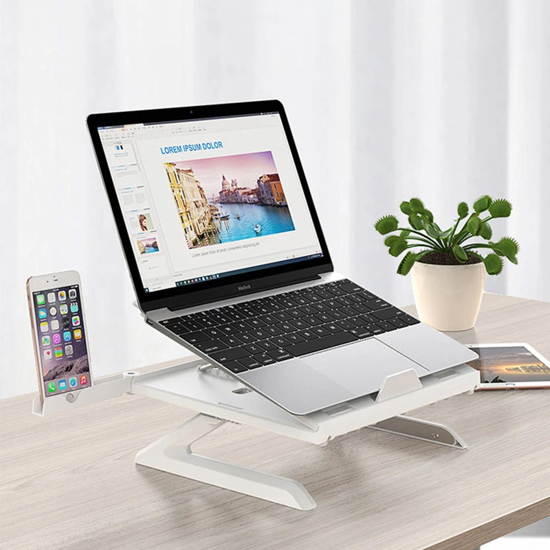 Adjustable Aluminum Laptop Stand with Phone Holder